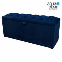 Luxe Navy Buttoned Storage Box - Easy Clean Ottoman Handmade in Britain - thumbnail 1