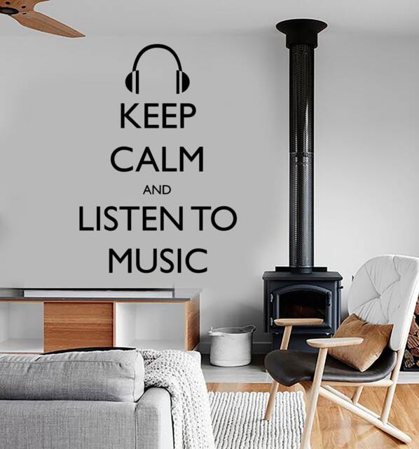 Wall Vinyl Quote Keep Calm & Listen To Music Guaranteed Quality Decal Mural Art 1516Dz - image 1