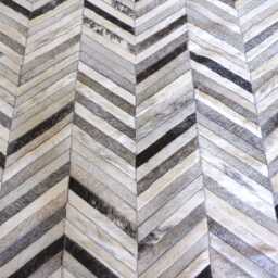 Herringbone Patchwork Cowhide Rug White, Cream, & Gray - thumbnail 2