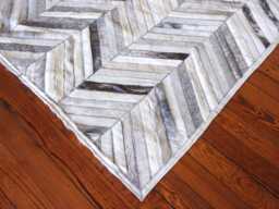 Herringbone Patchwork Cowhide Rug White, Cream, & Gray - thumbnail 1