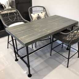 Chunky Breakfast Bar Table Industrial Tube Legs, Thick Rustic 65mm Timber, 78cm Depth Top, High Bar, Island, Work Station, Prep Table - thumbnail 1