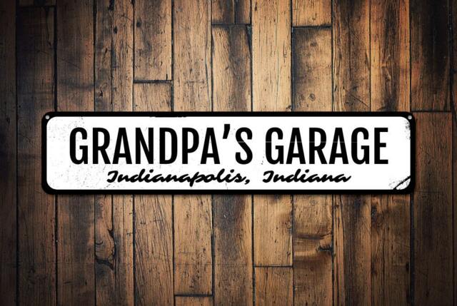 Grandpa Garage Sign, Gift For Mechanic, Custom Decor, Father's Day Gift, Metal Location Wall Art - image 1