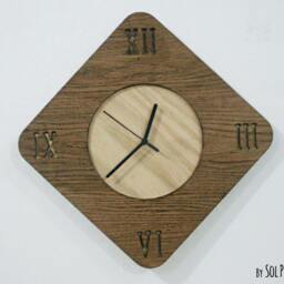 Wooden Simply Rhombus With Latin Numbers - Wood Wall Clock - thumbnail 2