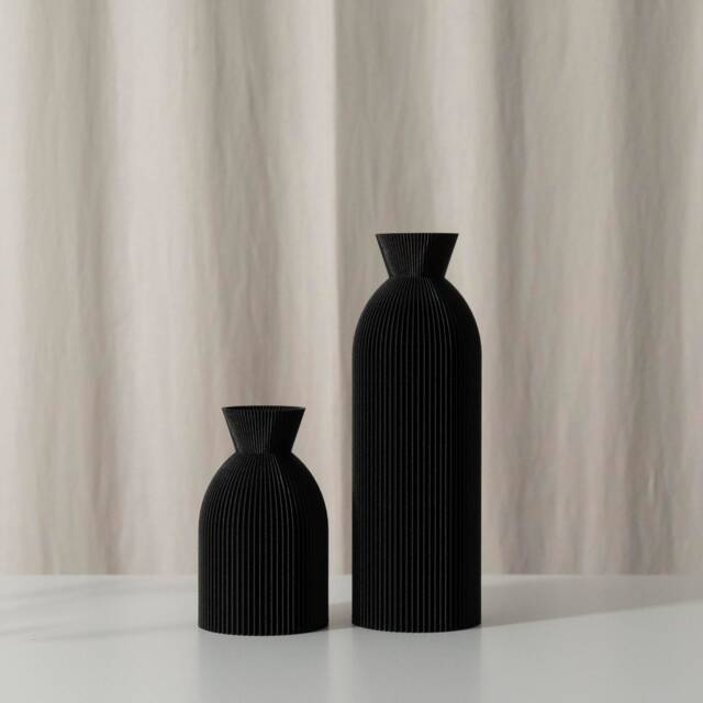 Vase G Black For Dried Flowers Minimalist Modern Vases 3D Printing Made Of Bioplastic - image 1
