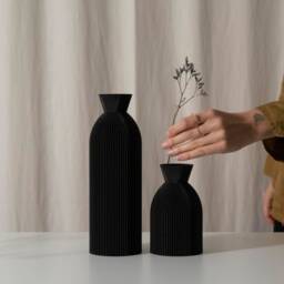 Vase G Black For Dried Flowers Minimalist Modern Vases 3D Printing Made Of Bioplastic - thumbnail 3