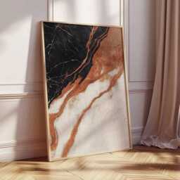 Abstract Marble Wall Art, Black & Copper Poster Print, Modern Minimalist Stone Texture Decor, Unframed Contemporary Art - thumbnail 3