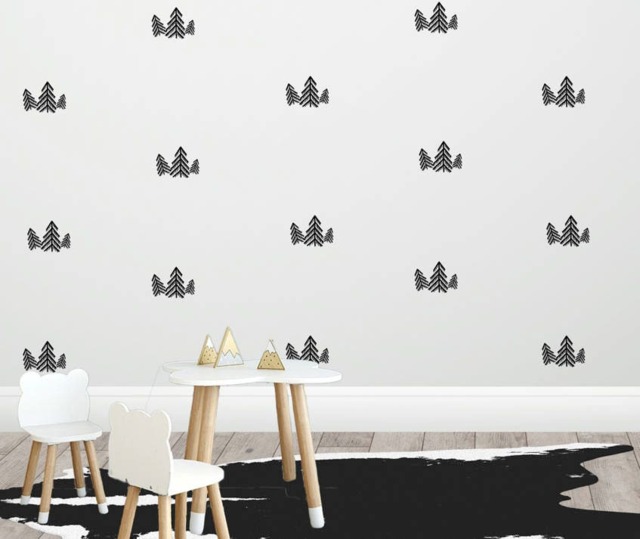 Pine Tree Wall Decals Pattern Nursery Decor Gift For Kids, Decor, Kids Room Decals, Hand Drawn Art, Decor - image 1