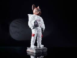 Bulldog Astronaut Sculpture White Spaceman Dog Figurine, Home Office Bookshelf & Credenza Statue Decor - thumbnail 1