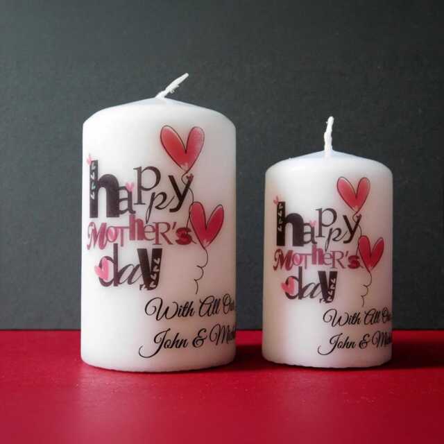 "Personalised Mothers Day Candle Vintage Heart Gift For Mum With ""Happy Mother's Day" - image 1