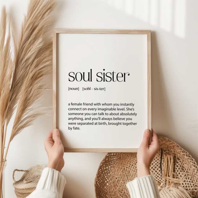 Soul Sister Definition Print, Best Friend Gifts For Birthdays Or Just Because. Thank You Presents Your Female Buddy, Poster Wall Art - image 1