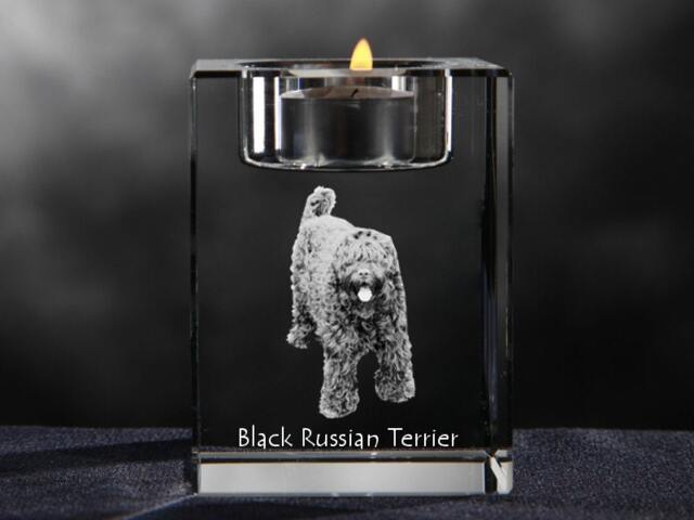 Black Russian Terrier, Crystal Candlestick With Dog, Souvenir, Decoration, Limited Edition, Collection - image 1