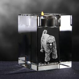 Black Russian Terrier, Crystal Candlestick With Dog, Souvenir, Decoration, Limited Edition, Collection - thumbnail 2