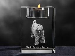 Black Russian Terrier, Crystal Candlestick With Dog, Souvenir, Decoration, Limited Edition, Collection - thumbnail 1
