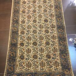 Handmade Cotton Area Rug Boho Block Print Kalamkari Rug - 150 X 90 cms - thumbnail 2