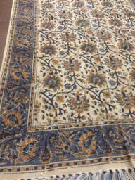 Handmade Cotton Area Rug Boho Block Print Kalamkari Rug - 150 X 90 cms - thumbnail 1