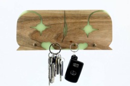 Walnut Wood Key Holder Glowing Resin Wall Decor