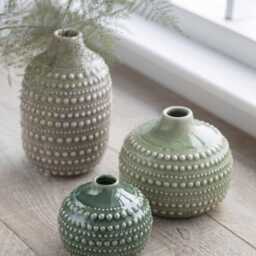 Bottle Vase - Ceramic Stone Grey Glazed Bobble Tall Bud Stem Decorative Home Decor Stoneware Pot Large - thumbnail 2