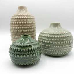 Bottle Vase - Ceramic Stone Grey Glazed Bobble Tall Bud Stem Decorative Home Decor Stoneware Pot Large - thumbnail 3