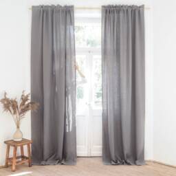 True Gray Rod Pocket Heavy Linen - 280 G/M2 Curtain Panel Made Of Stonewashed/1 Pcs - thumbnail 2