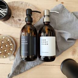 Personalised, Reusable Bottle For Toiletries, Shampoo, Conditioner, Body Wash. Minimalistic Metal Pump Soap Dispenser - thumbnail 1