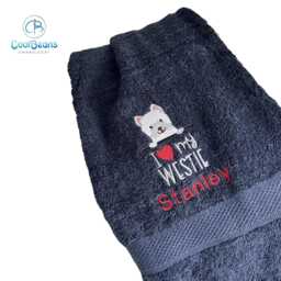 Westie Dog Towel - Personalised Face Cloth/Hand Bath Embroidered West Highland Terrier - thumbnail 3