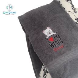 Westie Dog Towel - Personalised Face Cloth/Hand Bath Embroidered West Highland Terrier - thumbnail 2