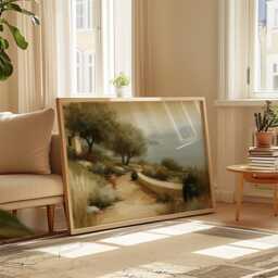 Mediterranean Landscape Poster, Olive Tree Paper Wall Art - thumbnail 4