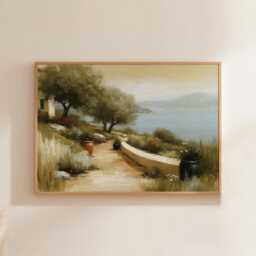 Mediterranean Landscape Poster, Olive Tree Paper Wall Art - thumbnail 2