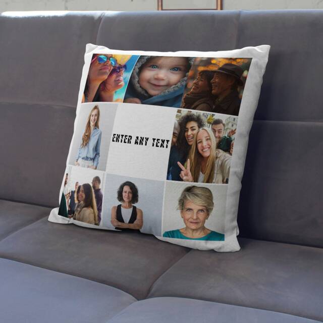 Personalised Collage Photo Cushion Cover Custom Picture Pillow Case Own Pictures Father's Day Personalized Soft Cotton Polyester Cushion - image 1