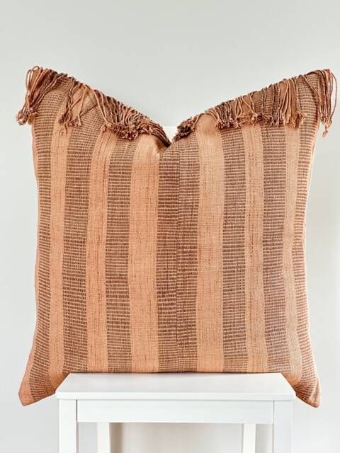 Brown Tribal Hemp Hand Woven Natural Dye Color Hmong Lumbar Pillow Cover - image 1