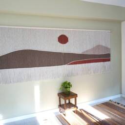 Oversize Woven Wall Hanging, Xl Landscape Macrame Fiber Art, Boho Decor, Mid Century Modern Tapestry , Southwestern Decor - thumbnail 2