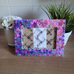 Colourful Three Leaf Clover Shaped Sequin Photo Frame 4 X 6 Inches - thumbnail 2