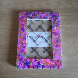 Colourful Three Leaf Clover Shaped Sequin Photo Frame 4 X 6 Inches - thumbnail 3