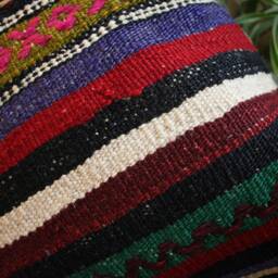 40cm - 16Inch Boho Kilim Cushion Cover Handwoven - Strong Colours Dark Moody Tones - thumbnail 3