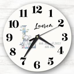 Baby Floral Watercolour Animal Alphabet Letter L Gift Personalised Clock - thumbnail 1