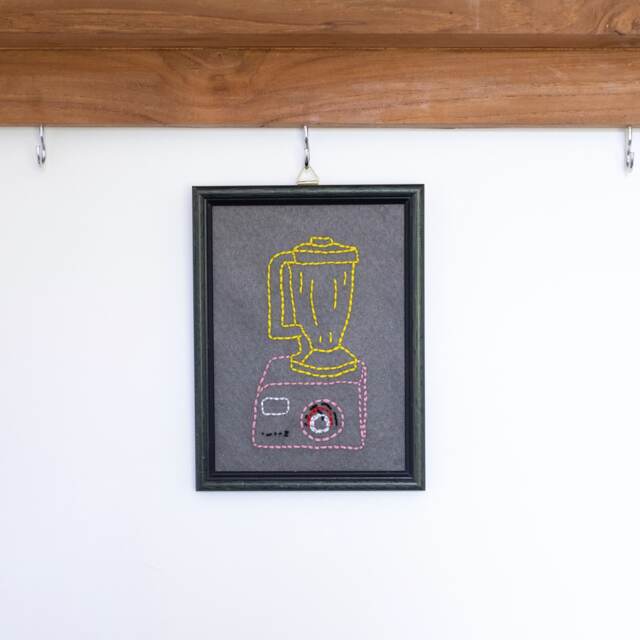 Framed Funny Embroidery - Blender Design Modern Wall Decoration - image 1