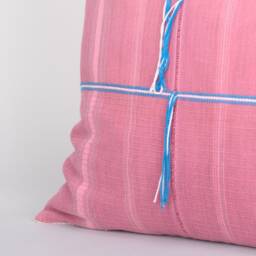 Woven Karen Hill Tribe Cushion Cover - Pink Cotton Tassel Pillow, 20 - thumbnail 3