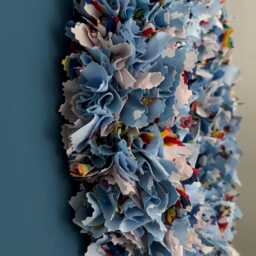 Bright Blue Rag Wreath - Handmade Patterned & Plain Fabrics Indoor Shabby Chic Quirky Wall Or Door Decor Perfect For Nursery - thumbnail 4