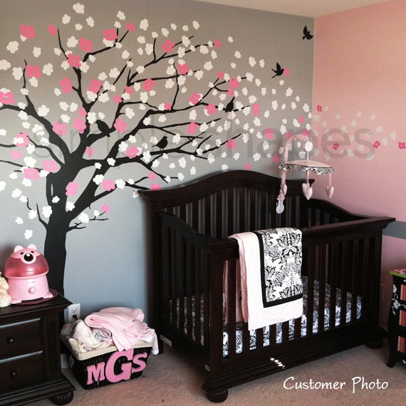 Tree Wall Decal Huge Wall Decal Mural Stickers Nursery Cherry Blossom Nature Decals & Murals Decor - W1045 - image 1