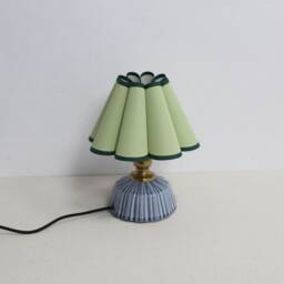 Handmade Light Green Fabric Lamp With Blue Ceramic Base-45#