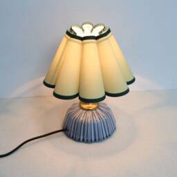 Handmade Light Green Fabric Lamp With Blue Ceramic Base-45# - thumbnail 4