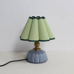 Handmade Light Green Fabric Lamp With Blue Ceramic Base-45# - thumbnail 2