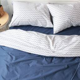 100% Cotton Pillowcase in White & Grey. Handmade Pillow Case Organic Slip Cover Natural Custom Sham European Us Sizes - thumbnail 3