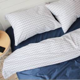 100% Cotton Pillowcase in White & Grey. Handmade Pillow Case Organic Slip Cover Natural Custom Sham European Us Sizes