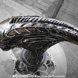 steampunk Recycle Metal Monster Head - Medium Size/Sustainable Sculpture Art - thumbnail 3
