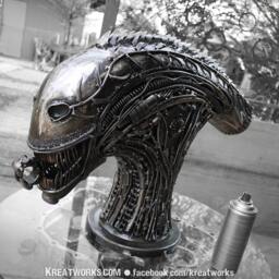 steampunk Recycle Metal Monster Head - Medium Size/Sustainable Sculpture Art - thumbnail 4