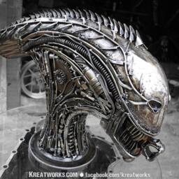 steampunk Recycle Metal Monster Head - Medium Size/Sustainable Sculpture Art - thumbnail 2