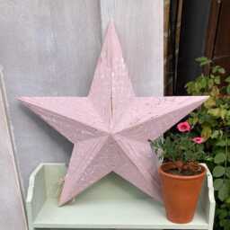 Hand-Painted Chalk Pink Barn Star Rustic Wooden Wall Decor - 55cm Mothers Day Gift - thumbnail 2