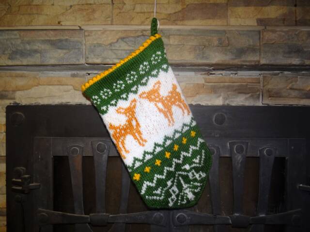 Hand Knitted Christmas Stocking Unique Holiday Decor - image 1