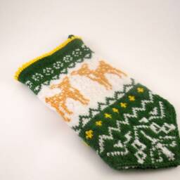Hand Knitted Christmas Stocking Unique Holiday Decor - thumbnail 3